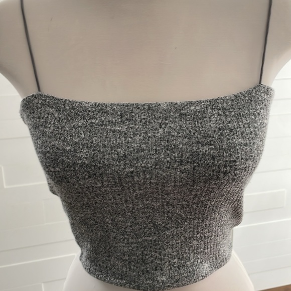 S Garage Crop Tube Top with Straps - Gray - Picture 2 of 10